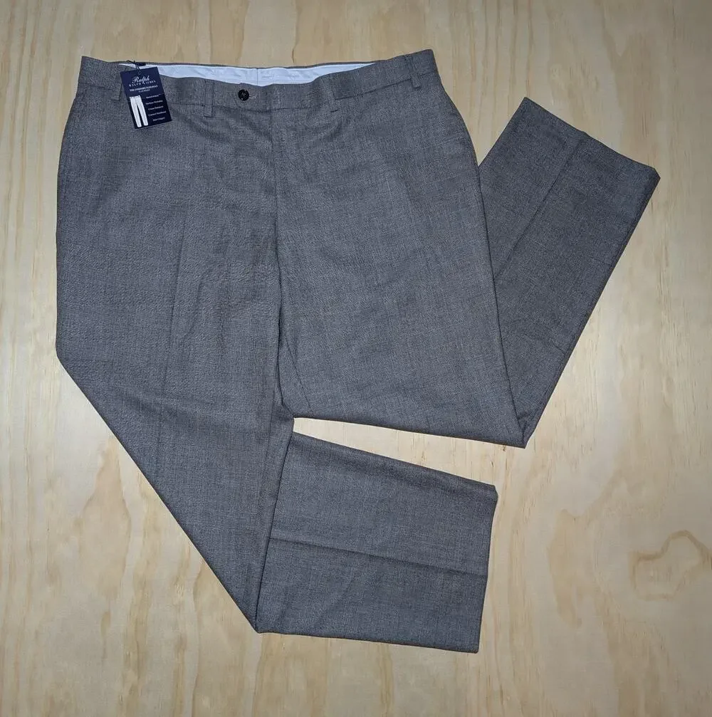 Ralph Lauren Men's 40x30 Comfort Flex Flat Front Dress Pants Gray Plaid NWT